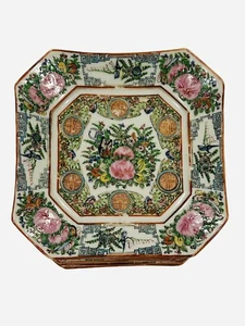 "Juego de 4 platos medallón cuadrados vintage chinos familiares rosas 8"" mariposa" - Imagen 1 de 9