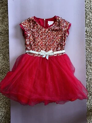 AMERICAN GIRL Size 7  HOLIDAY DRESS Red Sequin Tulle - Image 1 of 4