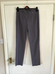 Robell Marie Trousers Size Uk 12 Robell 38 Full Length Vents Pull On Grey/Blue - Picture 1 of 10