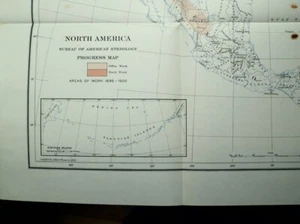 Vintage Map, "North America Bureau of American Ethnology Progress Map" 1900 - Picture 1 of 1