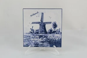 Azulejo de Ceramica HOLANDA Blue Decoracion, Imagen Molino de Viento - Picture 1 of 3