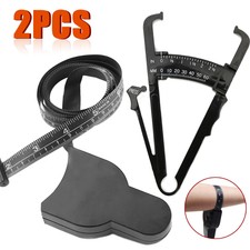 2pc Body Fat Caliper & Mass Measuring Tape Tester Skinfold Fitness Weight Loss