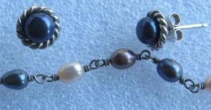STERLING SILVER NECKLACE AND EARINGS - Picture 1 of 5