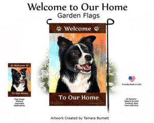 Welcome Garden Flag - Black and White Border Collie 020 - Picture 1 of 1
