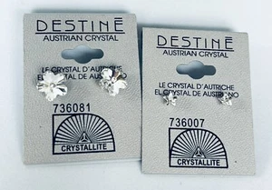 Destine Crystallite Austrian Crystal Stud Earrings Clear Sparkle Flower star - Picture 1 of 3