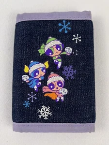 The Powerpuff Girls Trifold Wallet Denim Blue Lavender Cartoon Network - Picture 1 of 16