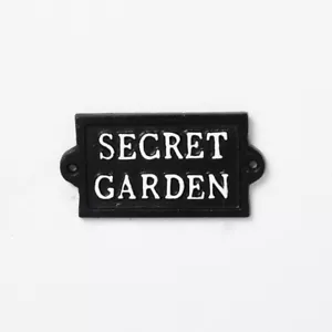 Secret Garden Sign - Cast Iron Vintage Rustic Wall Fence Plaque Sign Outdoor - Picture 1 of 2