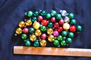 Glass Christmas Party Ornaments Mini 1" inch Mixed Colors 44PC mostly Round A - Picture 1 of 5