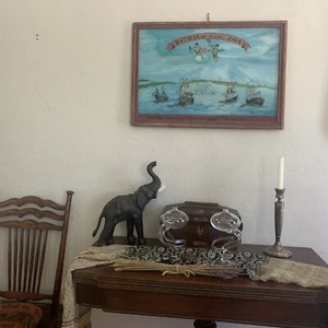 Buques de las Indias Orientales Holandesas VIDRIO INVERSO pintura ingenua puerto indonesio años 1600 - Imagen 1 de 11