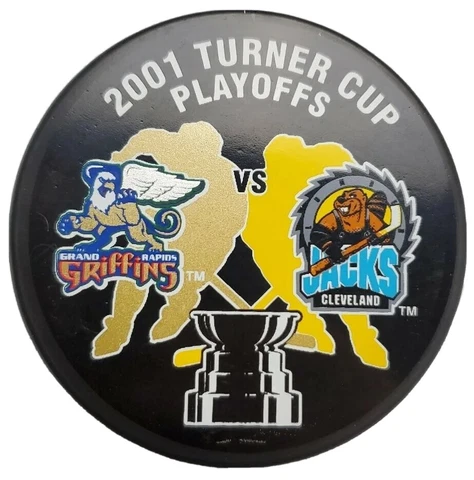 2001 TURNER CUP PLAYOFFS GRAND RAPIDS GRIFFINS VS CLEVELAND LUMBER JACKS PUCK Cover