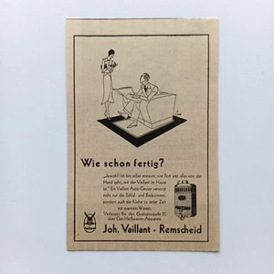 1930 Vaillant Auto Geyser Gas Heißwasser Werbeanzeige Werbung Reklame Print Ad - Picture 1 of 1