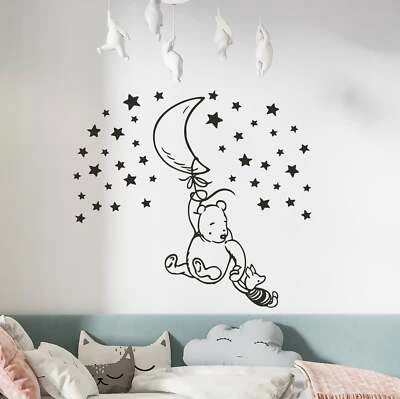 Winnie The Pooh Silhouette Wall Decal Sticker Kids Room Art Mural WTP27 - Image 1 of 4