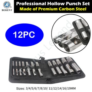 12 Piece Carbon Steel Hollow Punch Set Leather Hole Cutter Gasket Cutter - Picture 1 of 4