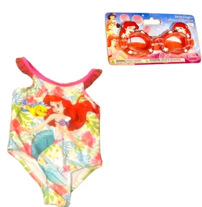 Ariel Flounder Toddler 2T Swimsuit Disney Princess and Swim Goggles Disney - Picture 1 of 1