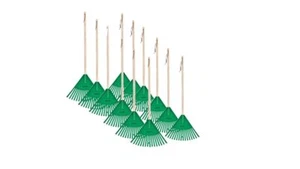Rastrillo de jardín para niños Superio con mango de madera dura cabeza verde para barrer hojas paquete de 12 - Imagen 1 de 6