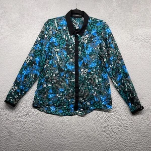 Tahari Damen Button Down Mehrfarbig Blumen Langarm Kragen Transparent Größe M - Bild 1 von 11