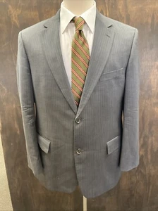 Hugo Boss Pasolini Movie Two Piece Gray Pinstripe Suit 46R Pants 38x31 USA 100s - Picture 1 of 15