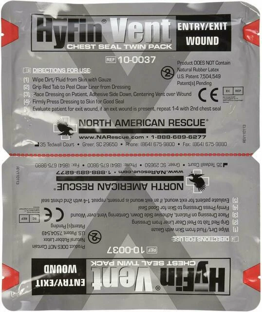 North American Rescue 100037 Hyfin Vent Chest Seal - 2 Count