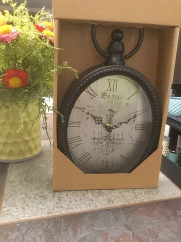 CLOCK PARIS VERY INTRICATE BRUSHED BRONZE HANGING CLOCK NIB APPROX HT. 18” X 9” Cover