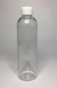 200ml Clear PET Plastic Tall Boston Bottles & White Ribbed Screw Top ANY AMOUNT - Picture 1 of 1