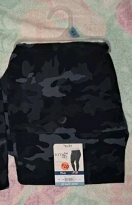 Plus Size 3X Leggings Black Grey Camo Stretchy Silky NWT Was $11.67+ SALE - Picture 1 of 4