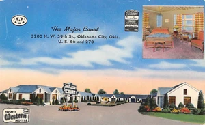THE MAJOR COURT Oklahoma City, OK ROUTE 66 Roadside ca 1950s Vintage Postcard - Imagen 1 de 2