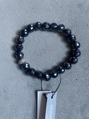 Chico's Blue Pave' Fireball Stretch Bracelet  Deep Blue Beads Great for Stacking - Image 1 of 3