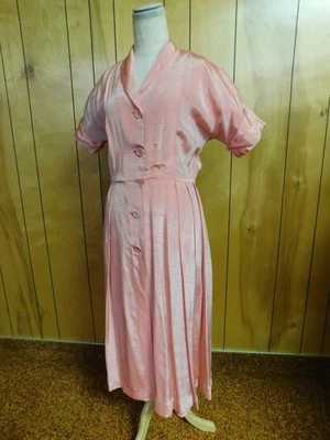 Vestido crepé rosa vintage años 40 cintura 29" Foto 1 de 4