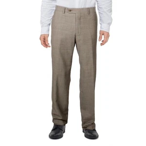 Designer Brand Mens Beige Tapered Check Slim Fit Suit Separate Pants 33R - Picture 1 of 3