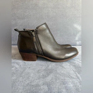 Lucky Brand schwarze Damen-Lederstiefeletten Größe 9 M Blockabsatz innen Reißverschluss Herbst - Bild 1 von 9