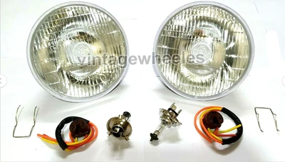 2 Lucas 700 Scheinwerfer 7 " Zoll Umwandlung 24v H4 Halogenbirne 3 Stecker - Bild 1 von 4