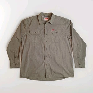 WRANGLER Comfort Flex Relaxed Fit Olive Green Work Shirt Mens Size Large L - Picture 1 of 8