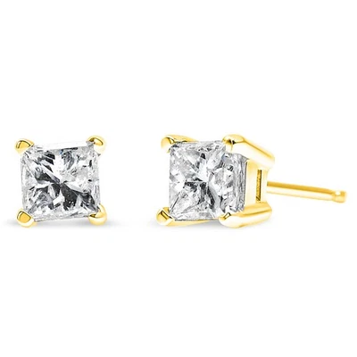1/5 Ctw Colorless Diamond Princess 14K Yellow Gold Square Solitaire Stud Earring - Image 1 of 4