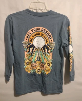 Simply Southern Blue " Let your Dreams Be Your Wings Long Sleeve Sz Youth Small - Image 1 of 4