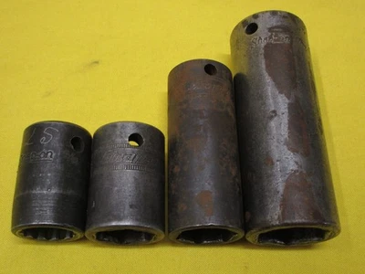 Snap On Tools 4 Pc 1/2" Dr 6-PT & 12-PT SAE/Metric Impact Socket Lot SIM280 - Image 1 of 4