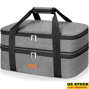 Erweiterbar Doppeldecker Kasserolle Träger Isoliert Essen Transport Partys Neu - Bild 1 von 9