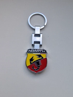 Abarth 500 595 131 Fiat Silver Metal Logo Car Keyring Keychain