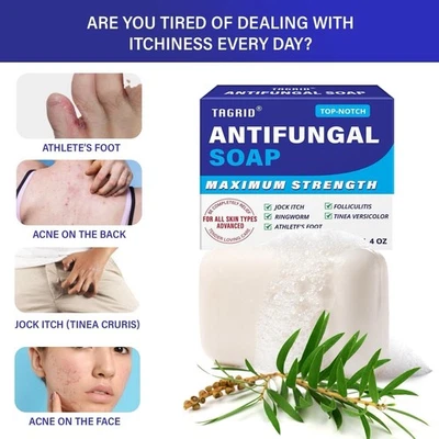 4 oz Antifungal Soap with Tea Tree Oil Antifungal Bar Soothing Care Itch Relief - Image 1 of 4