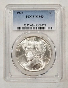 1923 Silber Peace Dollar PCGS MS63 - Bild 1 von 2