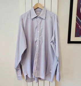 Turnbull & Asser Shirt Classic Blue Check French Cuff 17.5” 44cm England -2193 - Picture 1 of 7