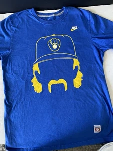 Nike Robin Yount Brewers Hair T-Shirt MLB Cooperstown Itage XL Blau - Bild 1 von 9