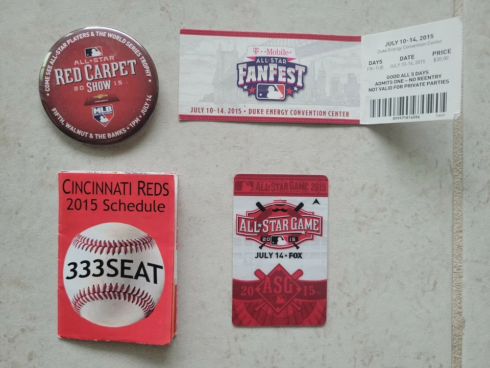 2015 MLB ALL STAR RED CARPET BUTTON FAN FEST TICKET CINCINNATI REDS JULY 2015! - Image 1 of 2