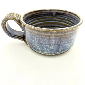 Steve Coburn Soup Mug Studio Pottery Blue Glazed Handle Hand Thrown Signed - Picture 1 of 13
