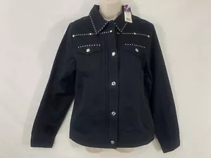 Giacca jeans denim WRANGLER (Donna M) nero STRASS con bottoni in acciaio NUOVA! - Foto 1 di 9