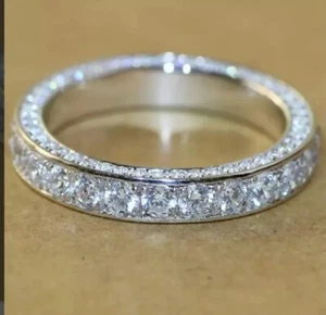925 Sterling Silber Zirkon Ring Band Quadrat oder Bandgrößen 6-11 Original - Bild 1 von 15