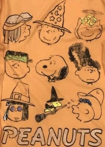 Peanuts T-shirt Long Sleeve Orange Snoopy Lucy Halloween Unisex Medium (8) - Picture 1 of 6
