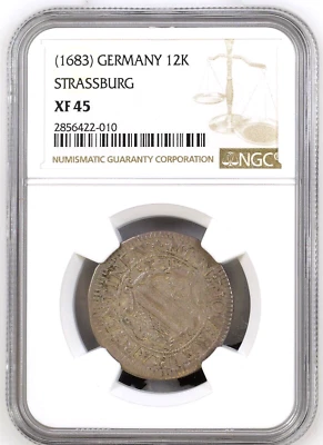 1603 German States Strassburg 12 Kreuzer, NGC XF 45, KM-147, City Issue, Germany - Image 1 of 2