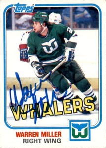 Warren Miller Signed Autographed 81/82 Topps card Hartford Whalers