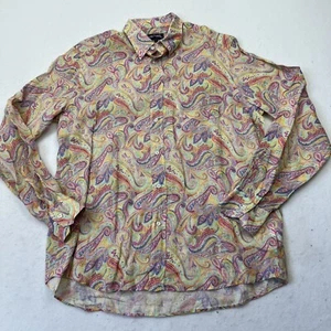 Michael's Leinen Hemd Paisley Regenbogen Bunt Langarm Strand Kreuzfahrt Party - Bild 1 von 8