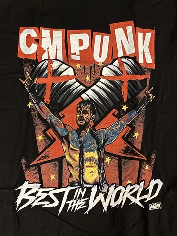 AEW All Elite Wrestling Crate Exclusive CM Punk Best in the World T-Shirt, Large Cover